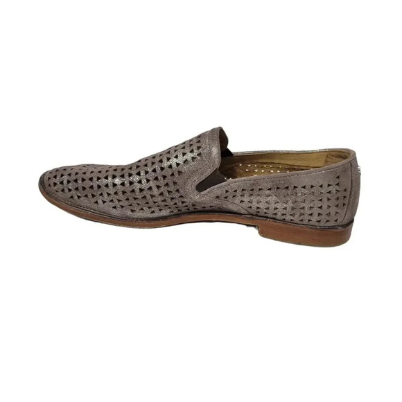 Trask Ali Bronze Silver Metallic Perforated Leather Flats Loafers 8.5 - Picture 4 of 7